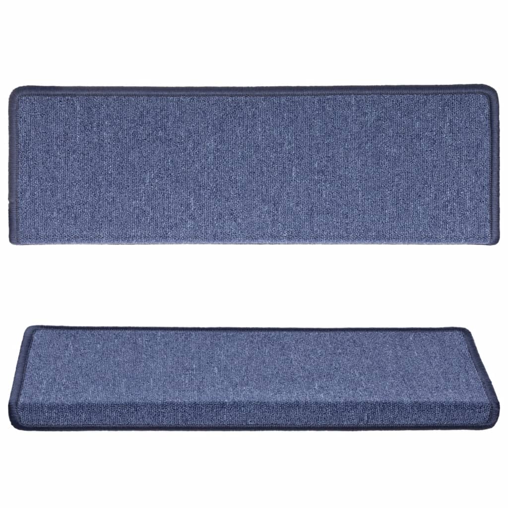trappemåtter 15 stk. 65x21x4 cm blå rektangulær kant