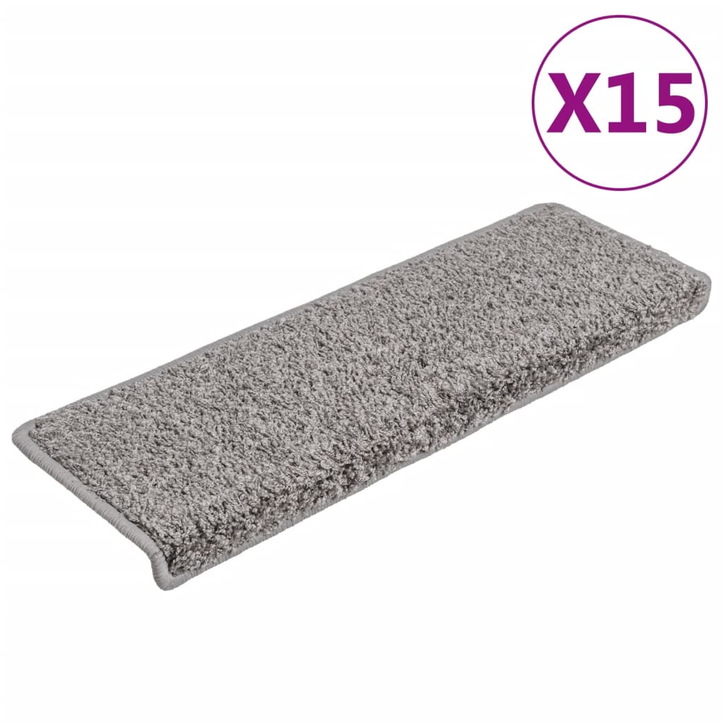 trappemåtter 15 stk. 65x21x4 cm grå rektangulær kant