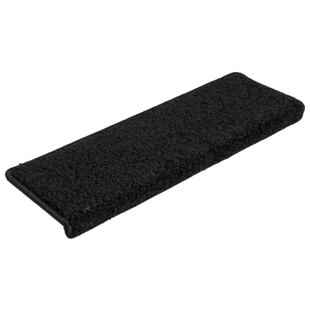 trappemåtter 15 stk. 65x21x4 cm sorte rektangulære kanter