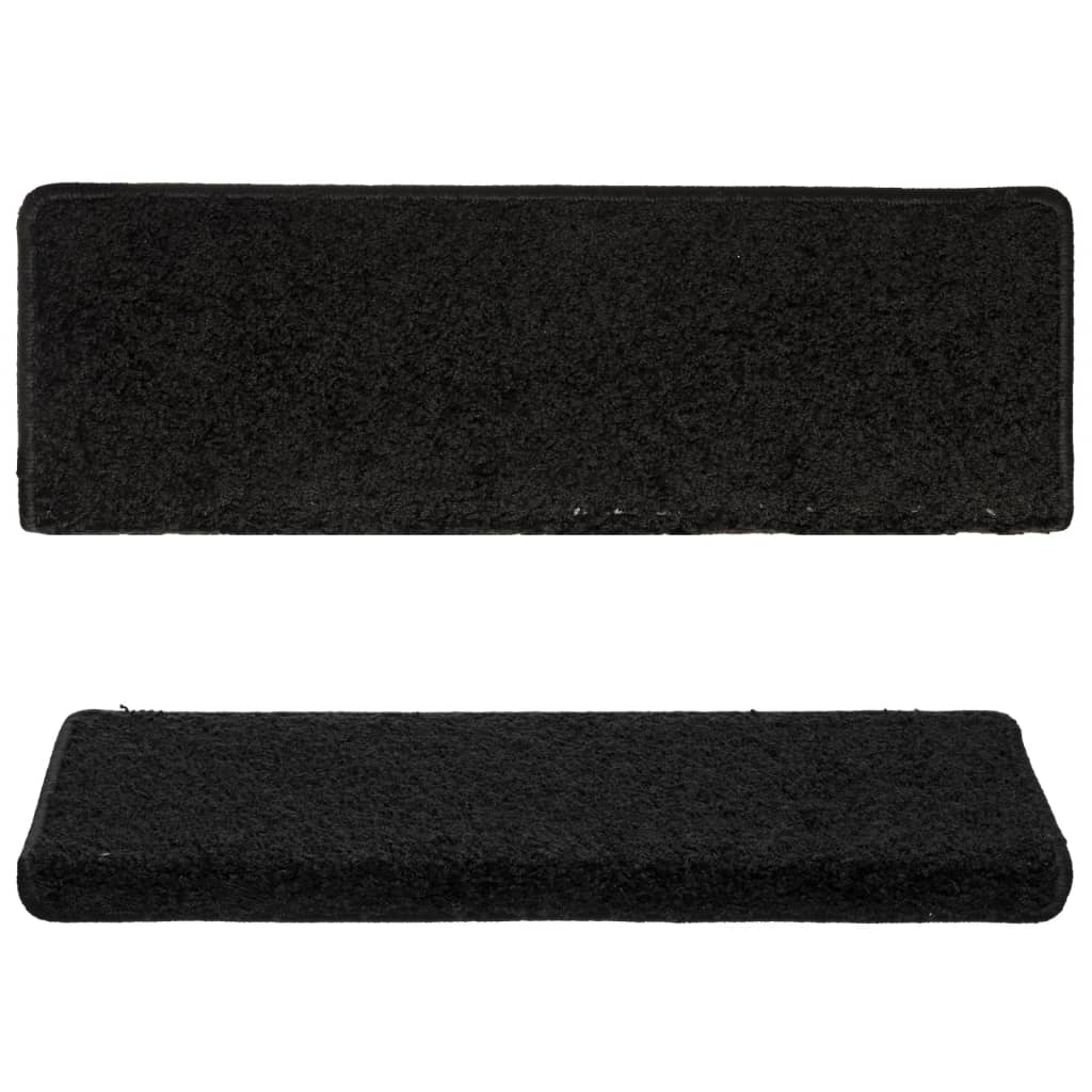 trappemåtter 15 stk. 65x21x4 cm sorte rektangulære kanter