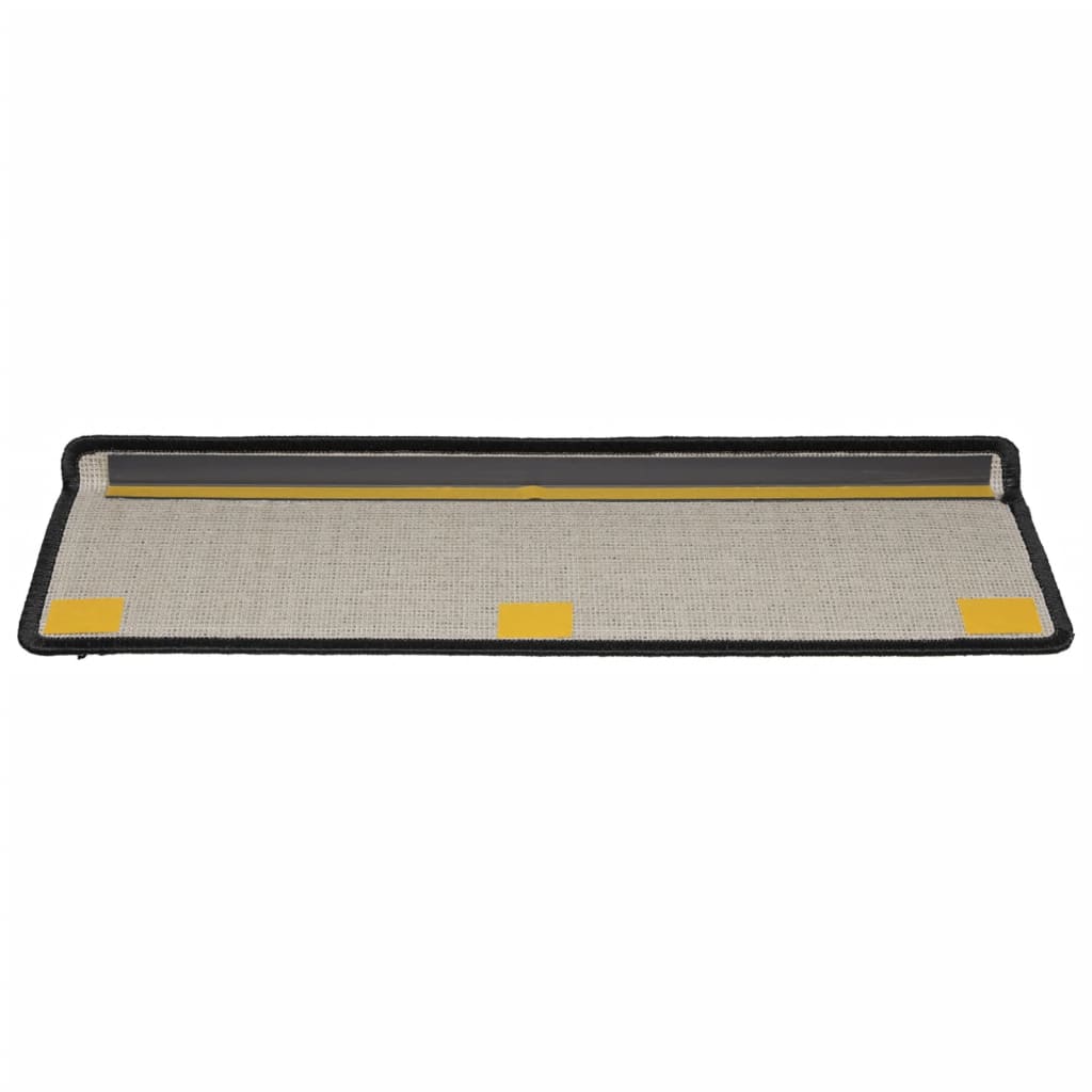 trappemåtter 15 stk. 65x21x4 cm sorte rektangulære kanter