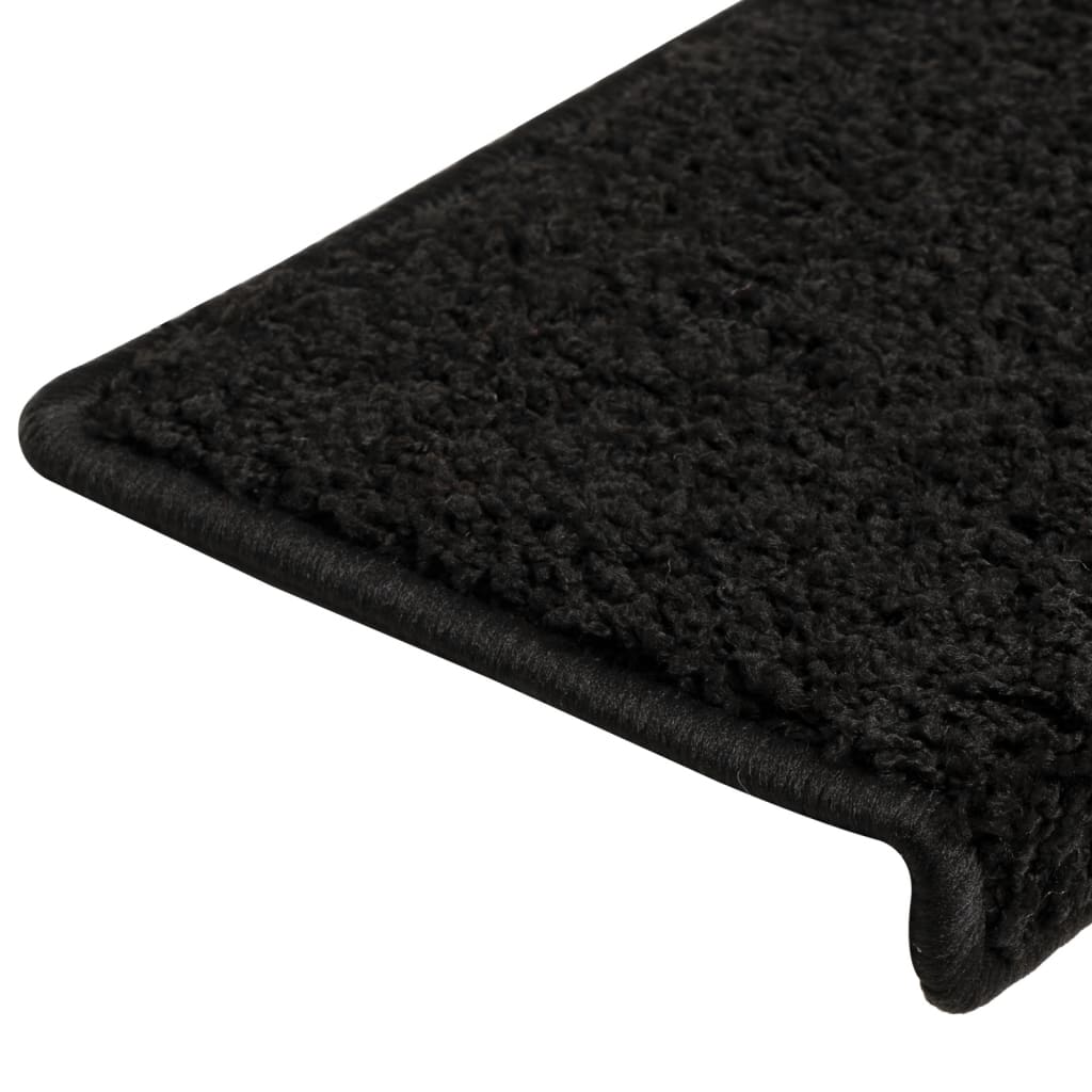 trappemåtter 15 stk. 65x21x4 cm sorte rektangulære kanter