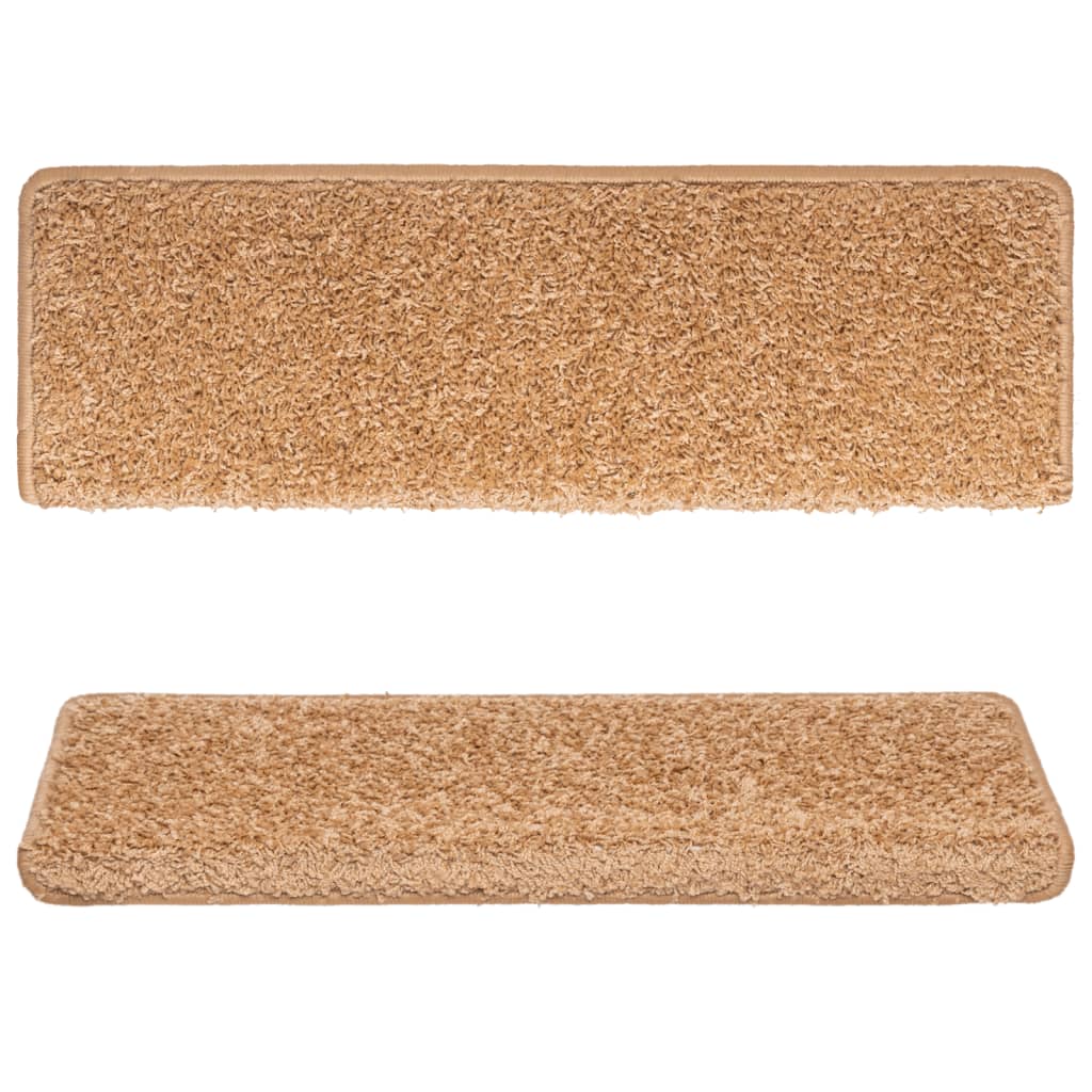 trappemåtter 15 stk. 65x21x4 cm beige rektangulær kant