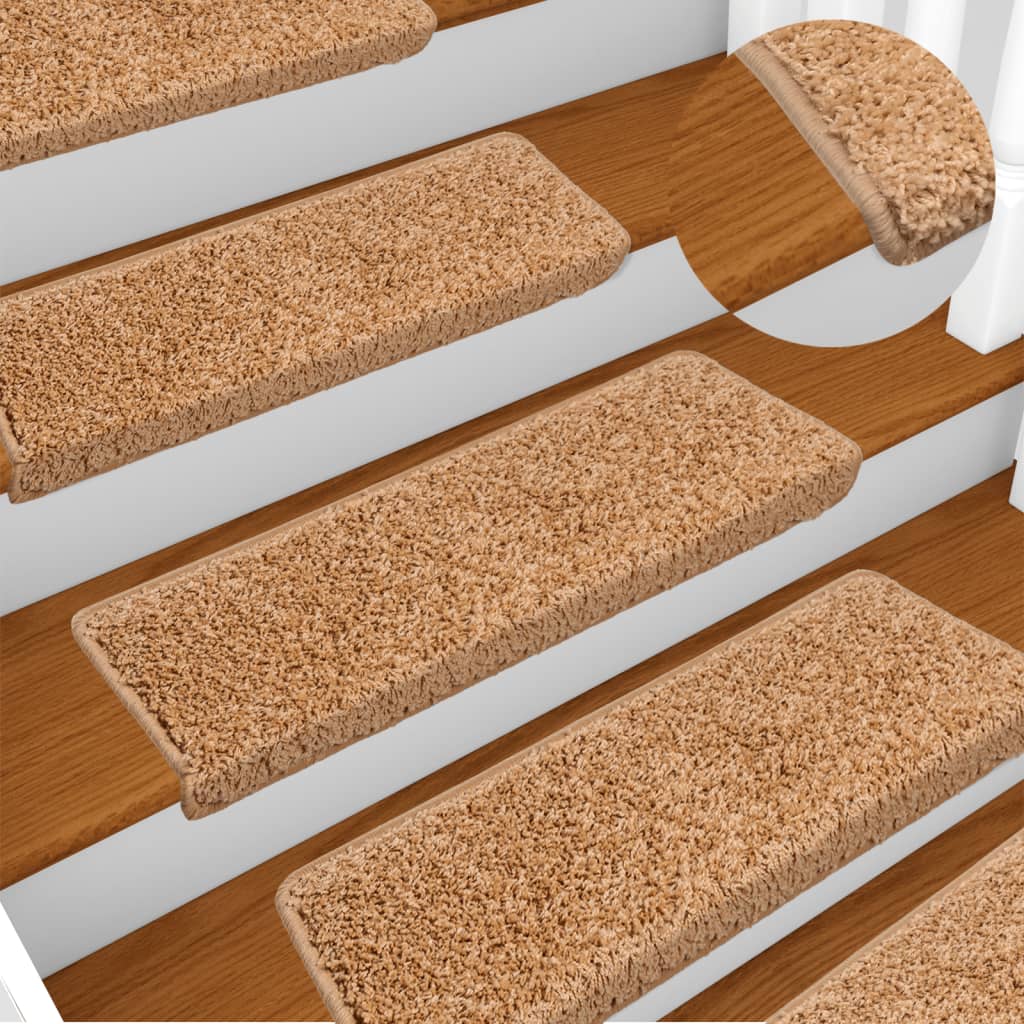 trappemåtter 15 stk. 65x21x4 cm beige rektangulær kant