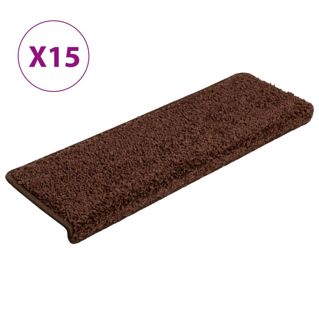 trappemåtter 15 stk. 65x21x4 cm brune rektangulære kanter