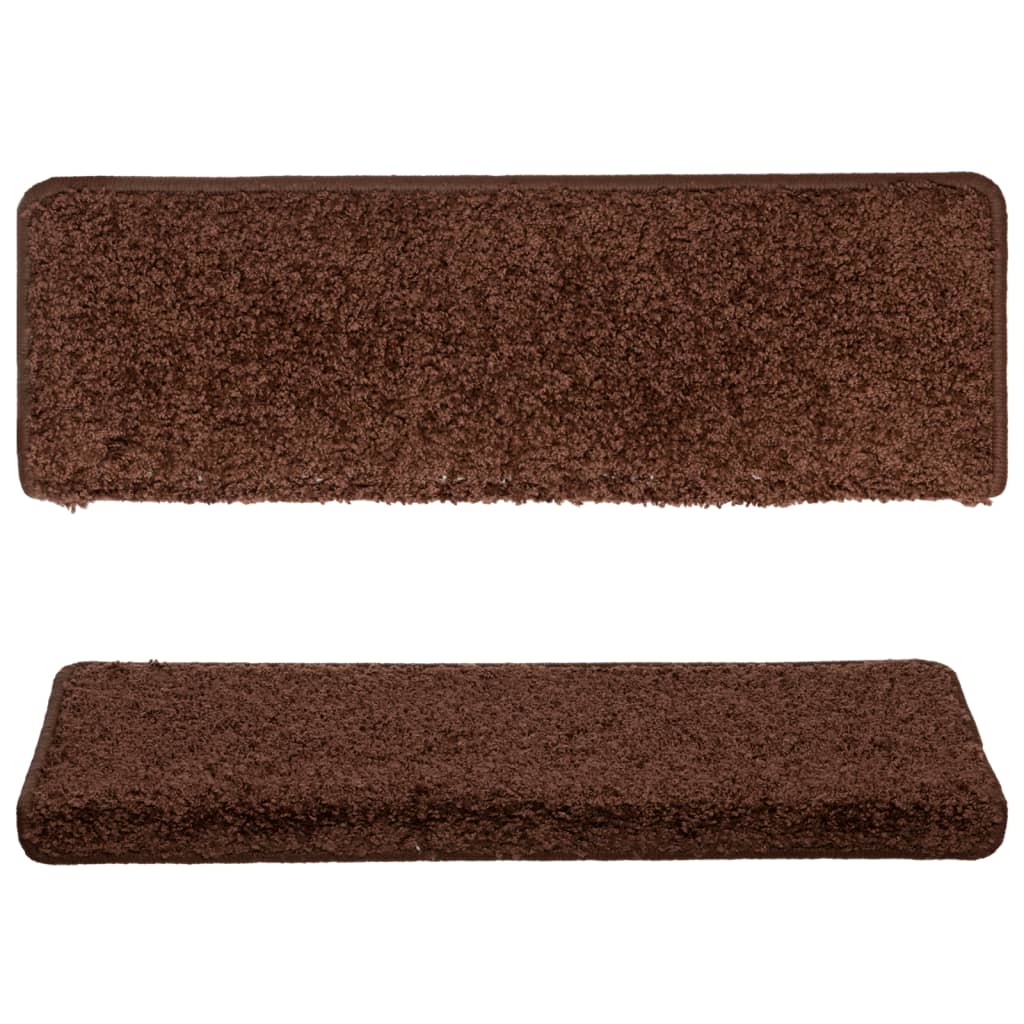 trappemåtter 15 stk. 65x21x4 cm brune rektangulære kanter
