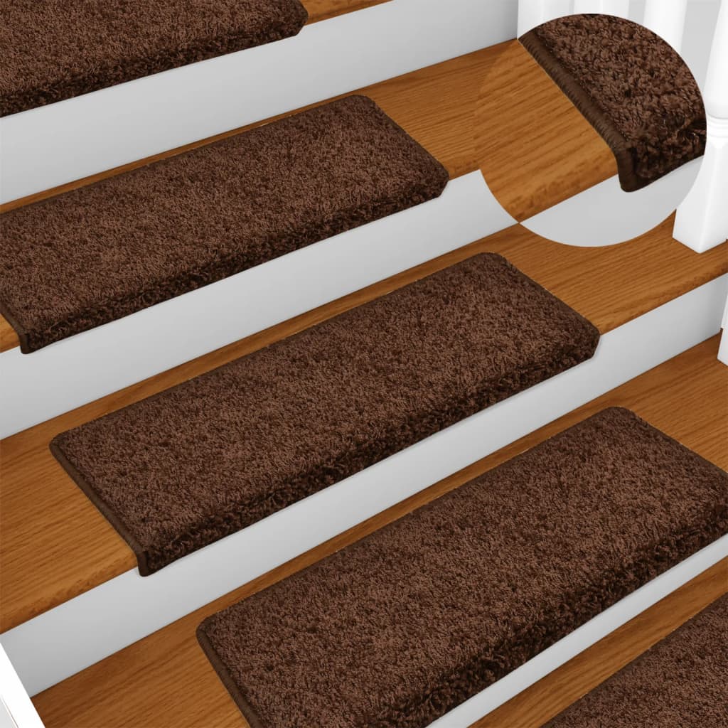 trappemåtter 15 stk. 65x21x4 cm brune rektangulære kanter