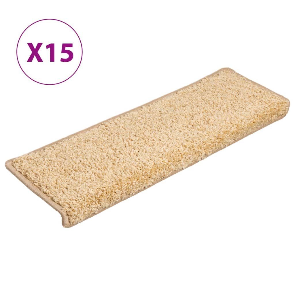 trappemåtter 15 stk. 65x21x4 cm cremefarvede rektangulære kanter