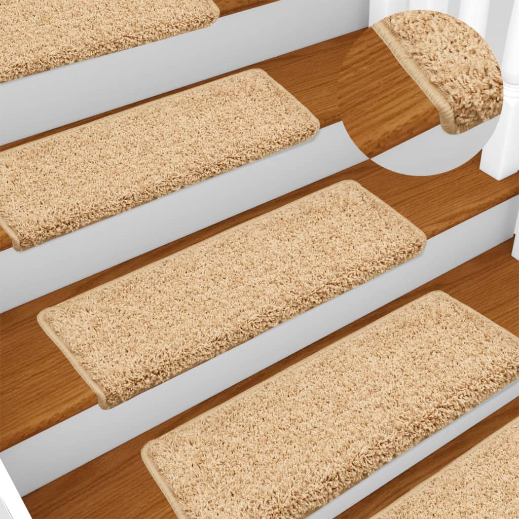 trappemåtter 15 stk. 65x21x4 cm cremefarvede rektangulære kanter