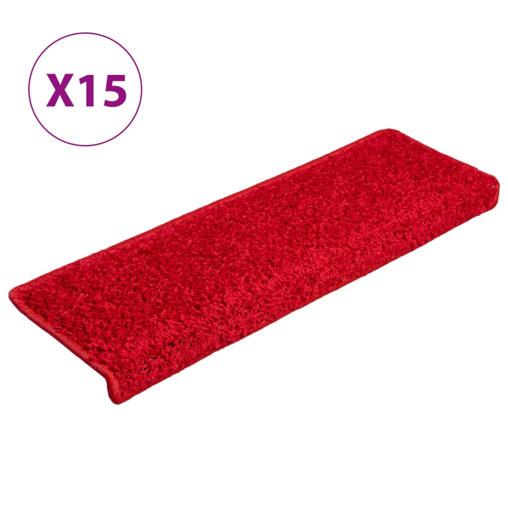 trappemåtter 15 stk. 65x21x4 cm røde rektangulære kanter