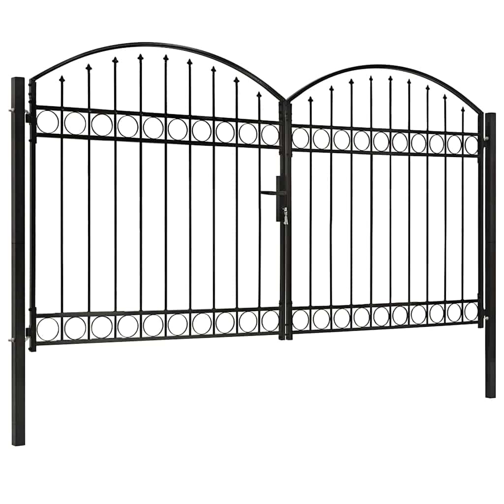 hegnslåge ASSEN dobbeltdør med buet top stål 300x175 cm