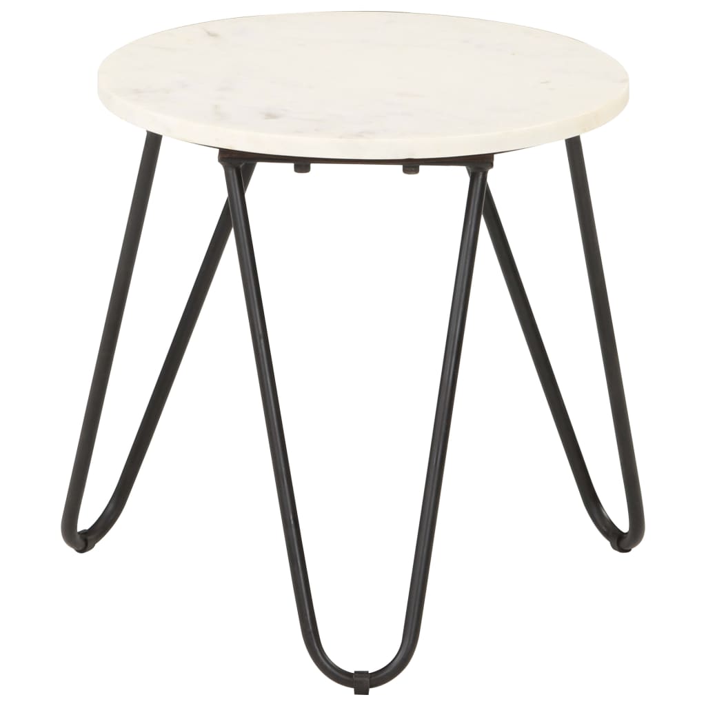 sofabord 40x40x40 cm ægte sten med marmortekstur hvid