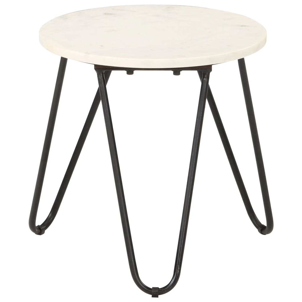 sofabord 40x40x40 cm ægte sten med marmortekstur hvid