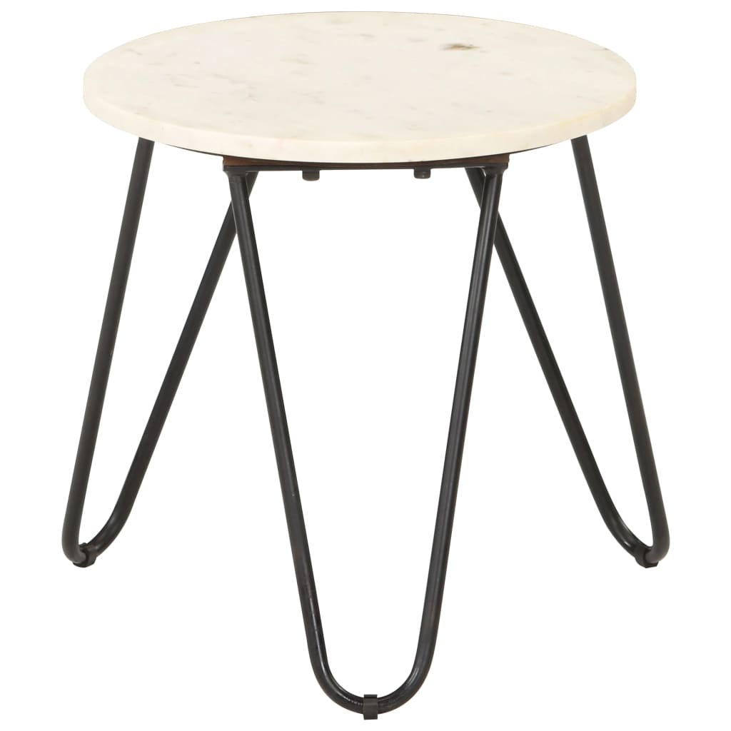 sofabord 40x40x40 cm ægte sten med marmortekstur hvid