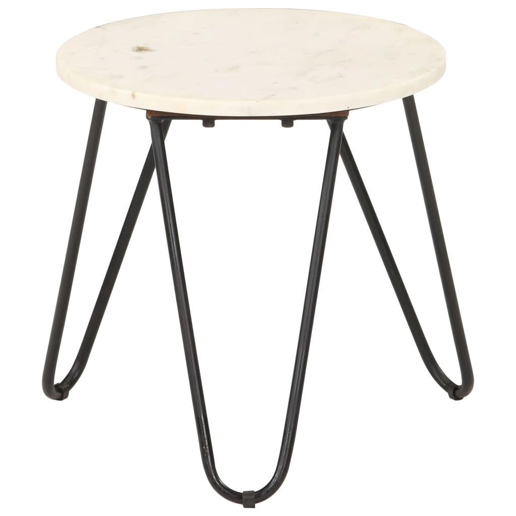 sofabord 40x40x40 cm ægte sten med marmortekstur hvid