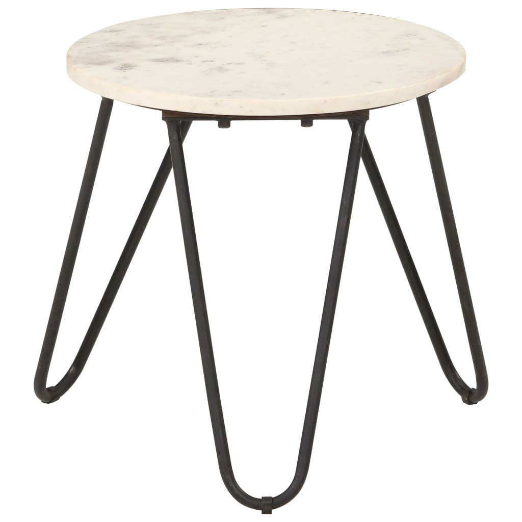 sofabord 40x40x40 cm ægte sten med marmortekstur hvid