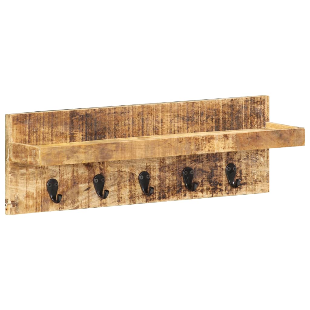 væghængt knagerække 60x15x20 cm massivt ru mangotræ