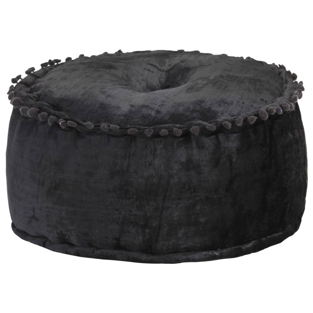 puf 40x20 cm rund velour antracitgrå