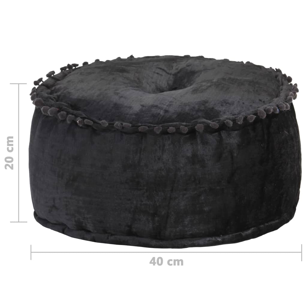 puf 40x20 cm rund velour antracitgrå