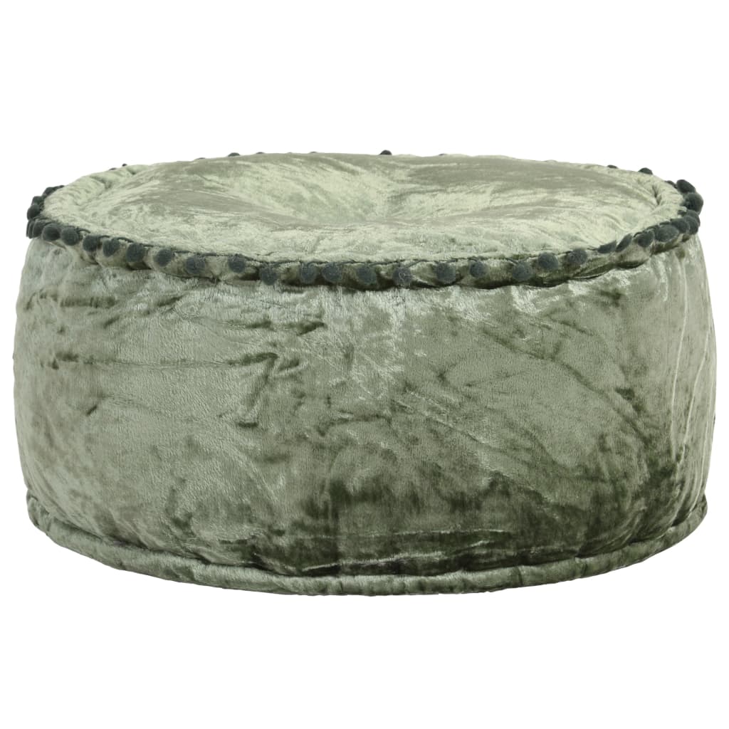 puf 40x20 cm rund velour grøn