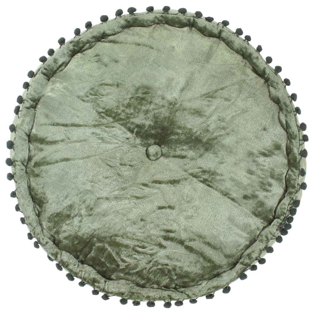 puf 40x20 cm rund velour grøn