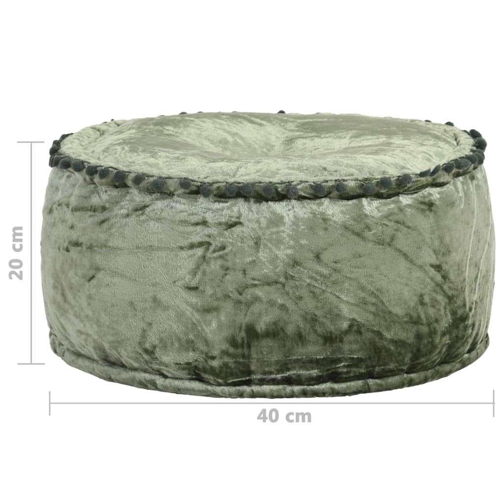puf 40x20 cm rund velour grøn