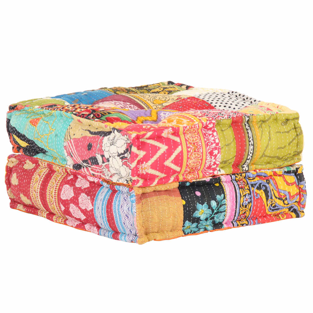 puf med patchwork 60x70x36 cm stof