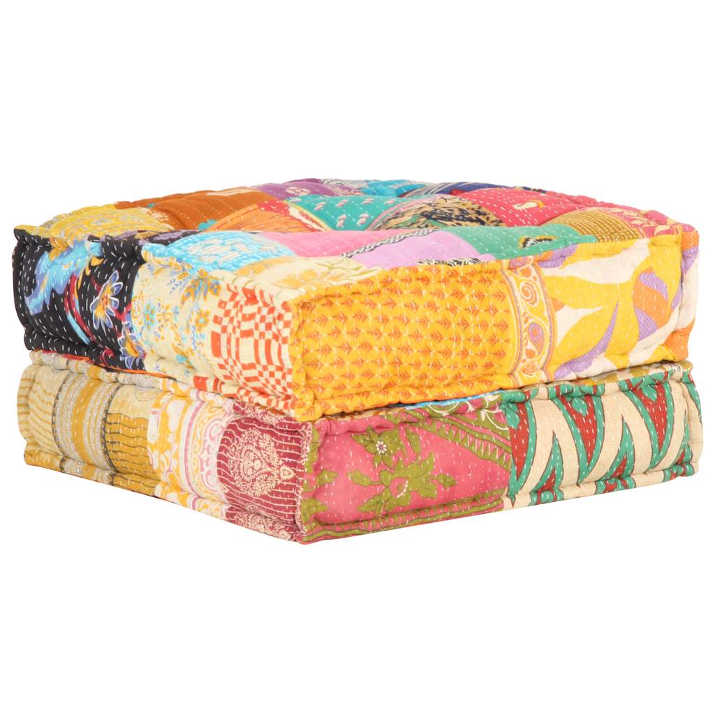 puf med patchwork 60x70x36 cm stof