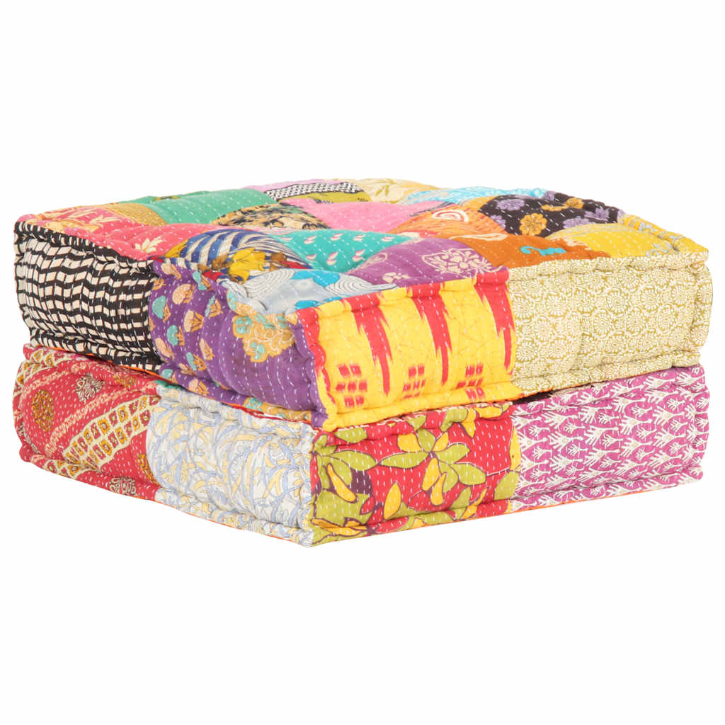 puf med patchwork 60x70x36 cm stof