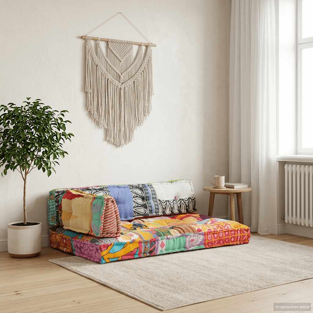 hynde til pallesofa stof patchwork flerfarvet