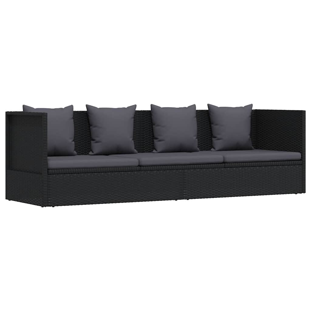 haveseng med hynde og puder polyrattan sort
