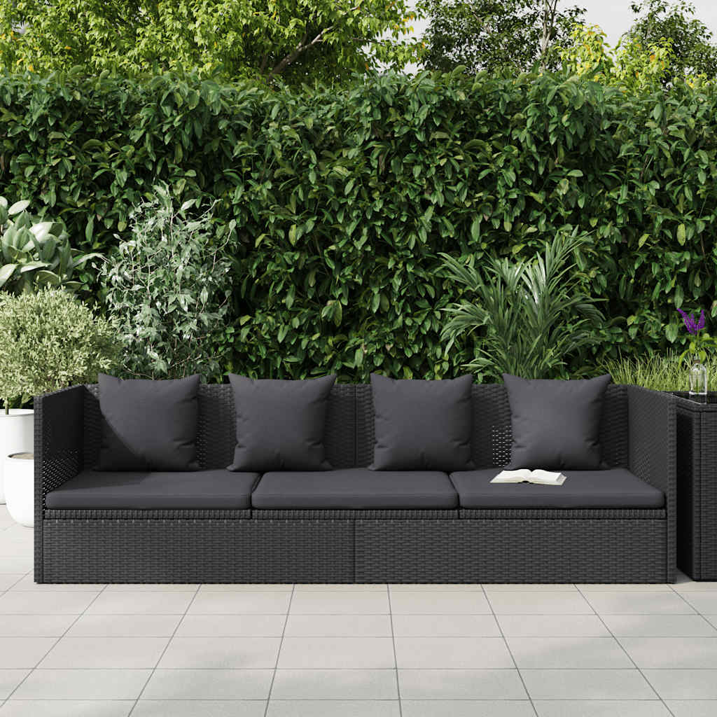 haveseng med hynde og puder polyrattan sort