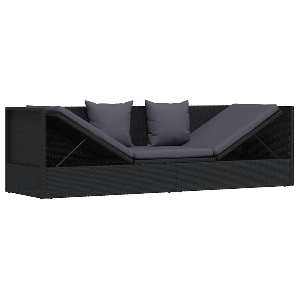 haveseng med hynde og puder polyrattan sort