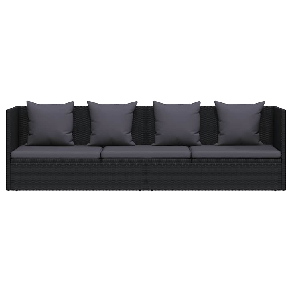 haveseng med hynde og puder polyrattan sort