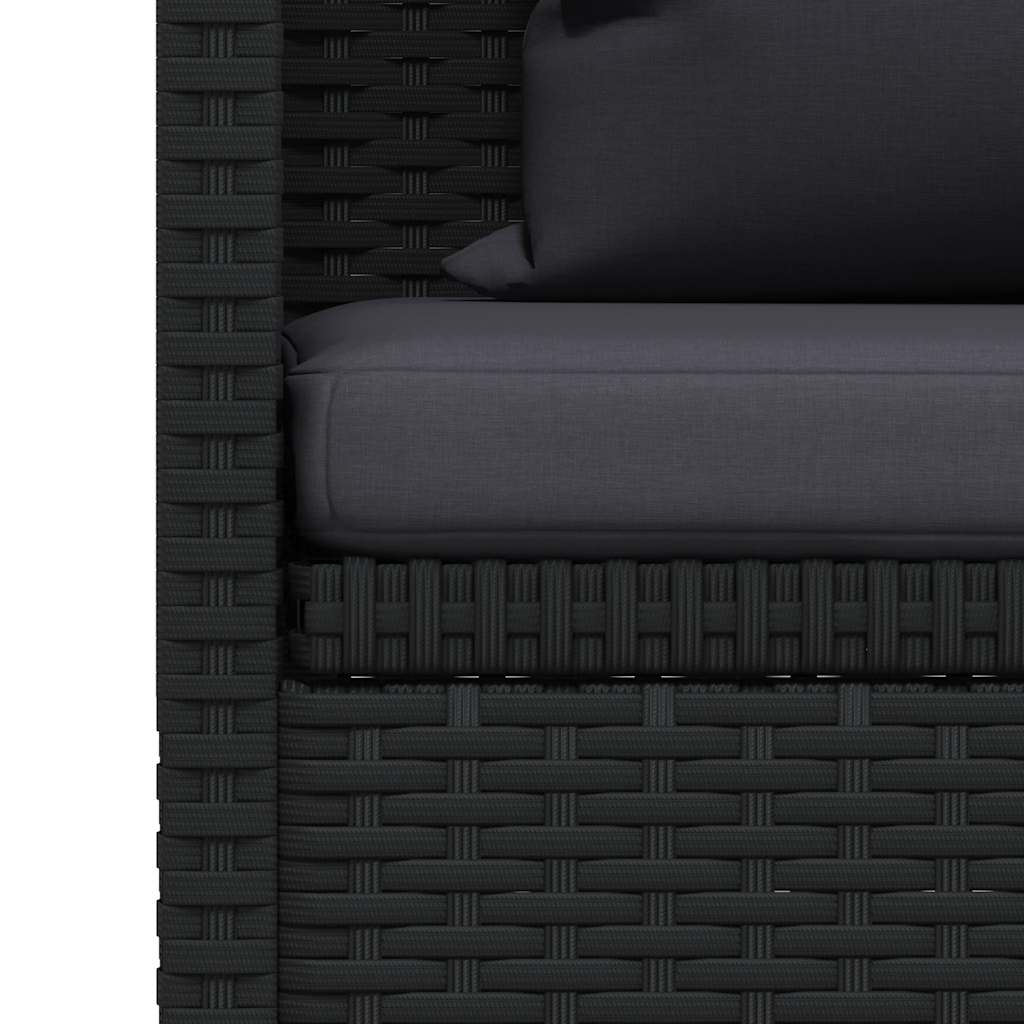 haveseng med hynde og puder polyrattan sort