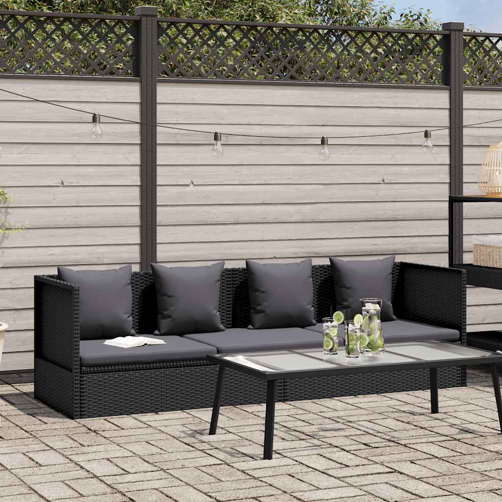 haveseng med hynde og puder polyrattan sort