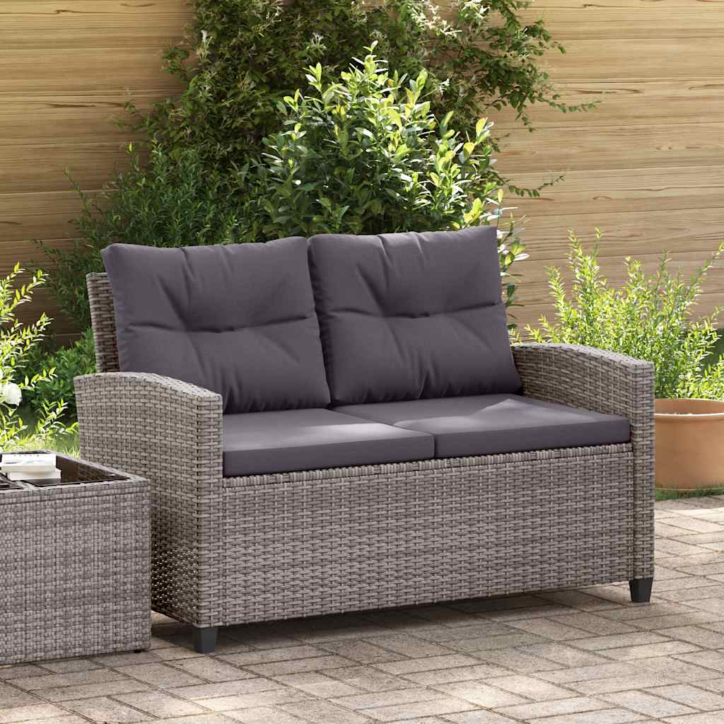 topersoners havesofa med hynder 124 cm polyrattan grå