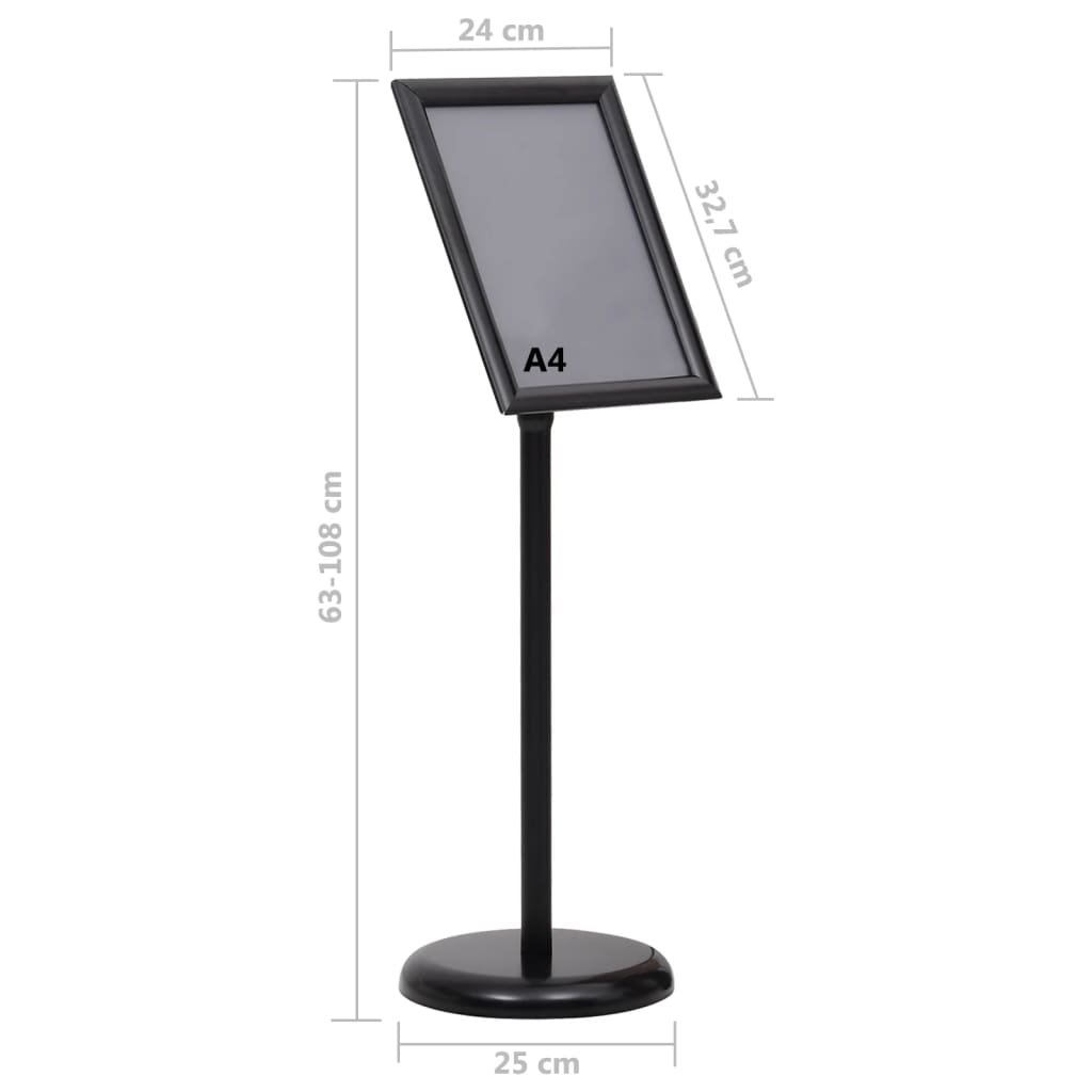 plakatstativ A4 aluminiumslegering sort