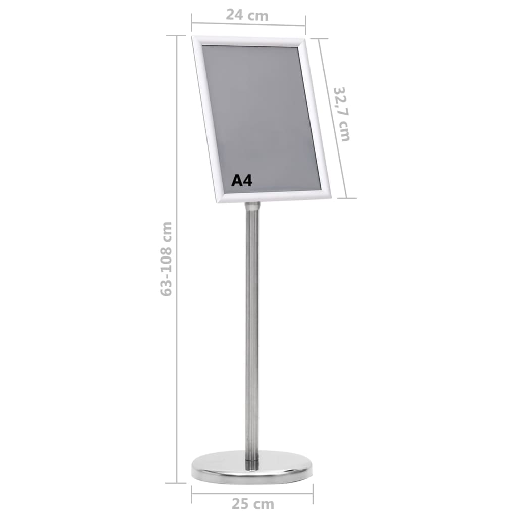 plakatstativ A4 aluminiumslegering sølvfarvet