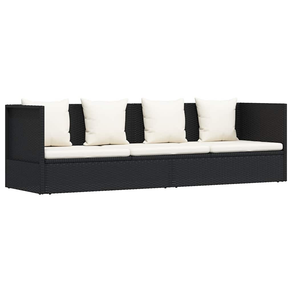 haveseng med hynde og puder polyrattan sort