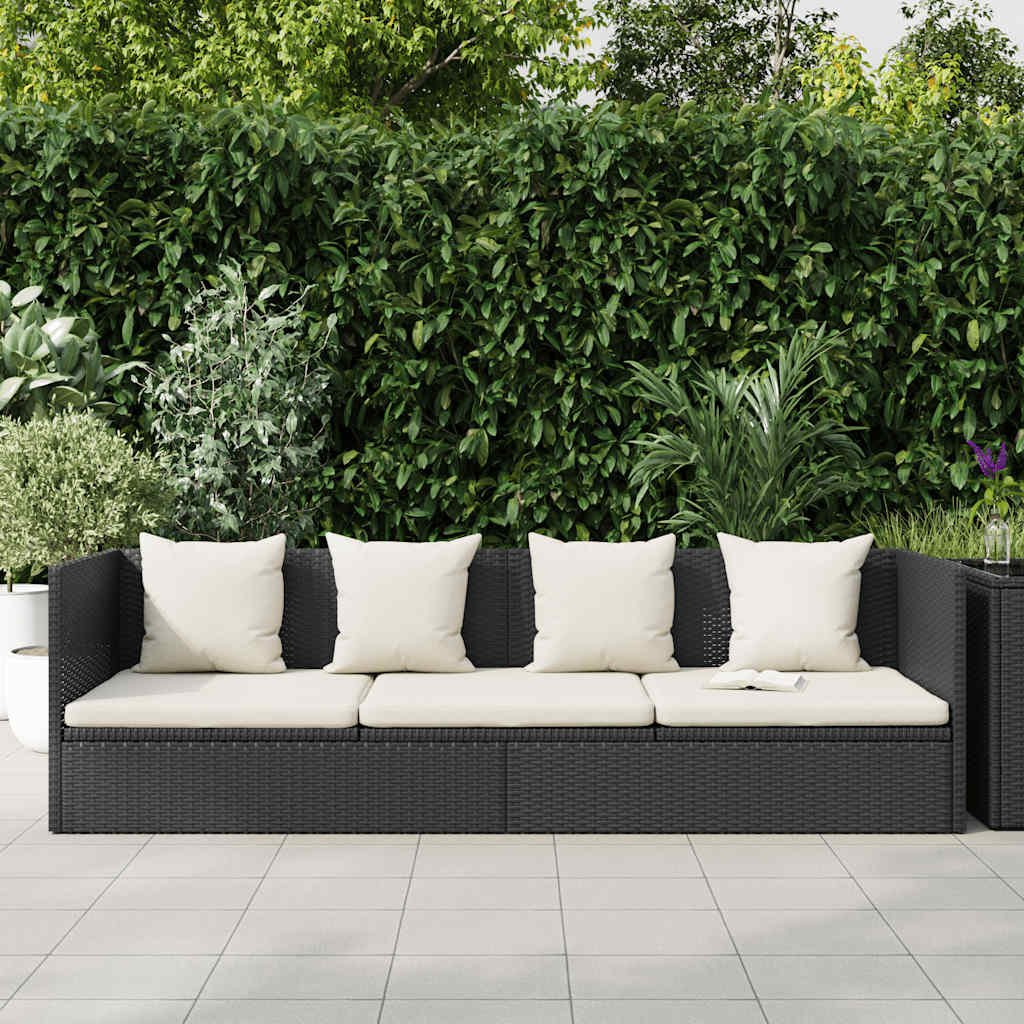 haveseng med hynde og puder polyrattan sort