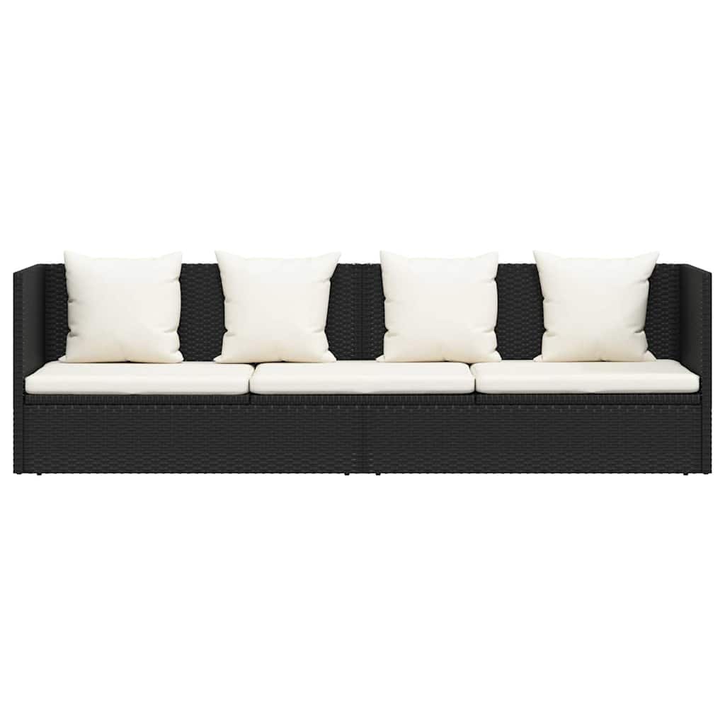 haveseng med hynde og puder polyrattan sort