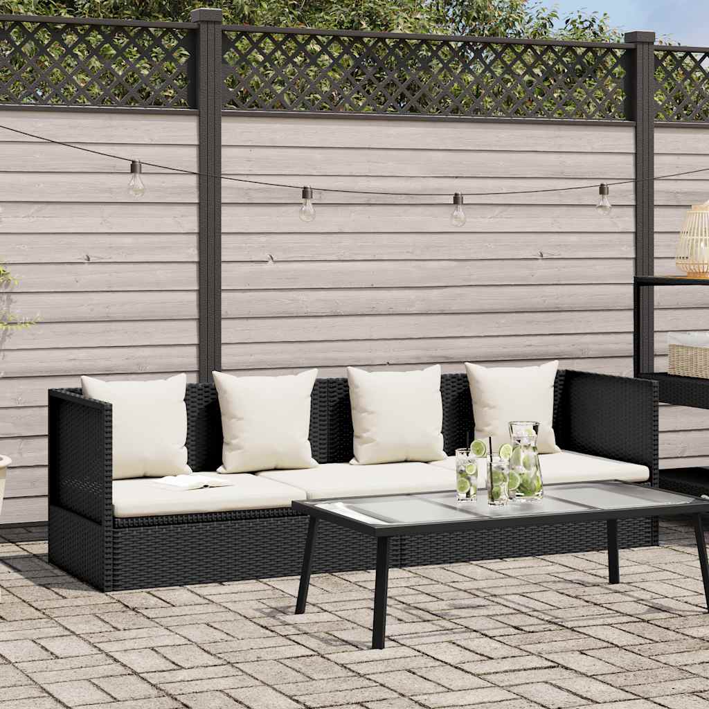 haveseng med hynde og puder polyrattan sort