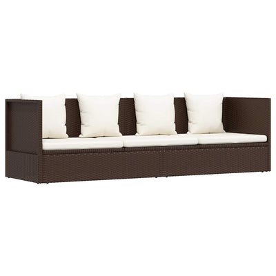 haveseng med hynde og puder polyrattan brun
