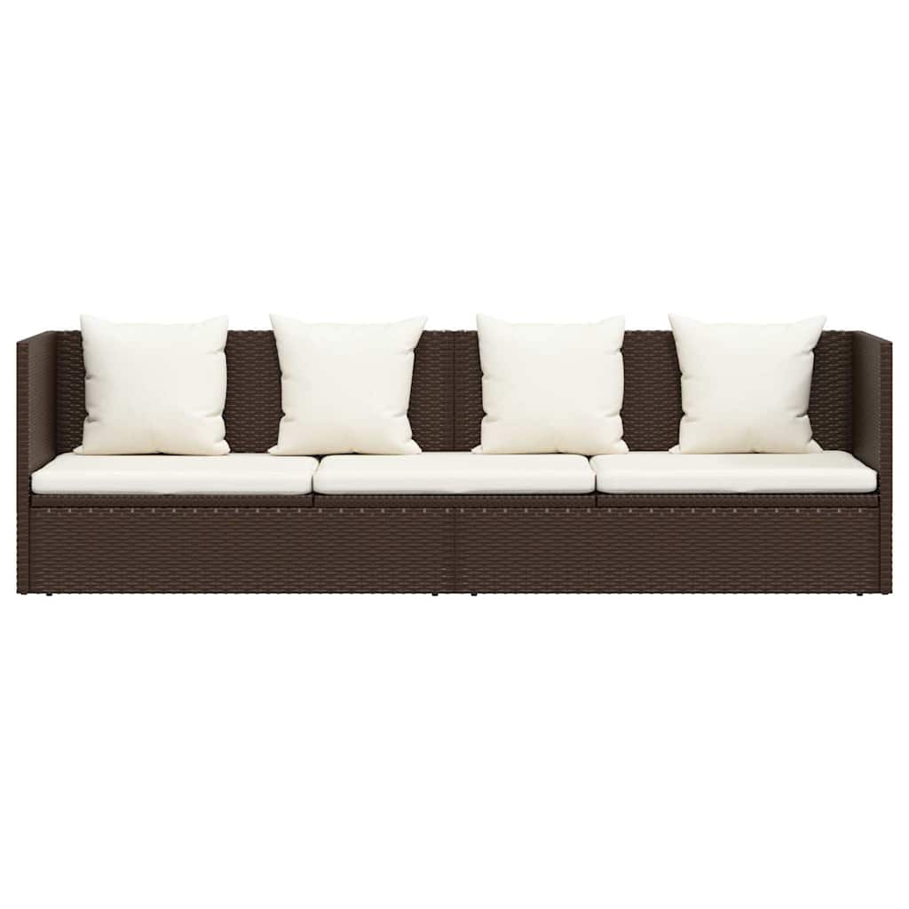 haveseng med hynde og puder polyrattan brun