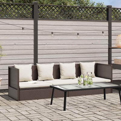 haveseng med hynde og puder polyrattan brun