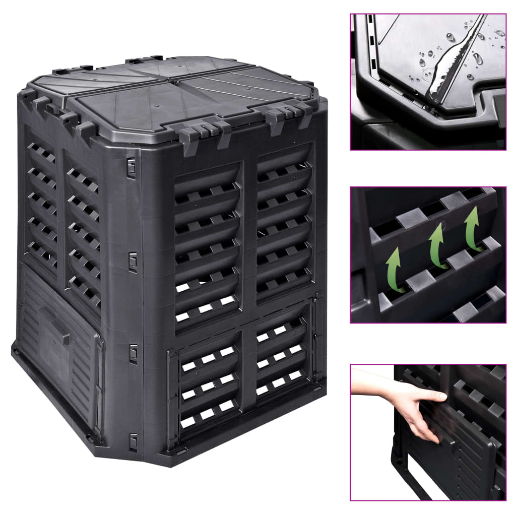 kompostbeholder 68,9x68,9x83,9 cm 360 l sort