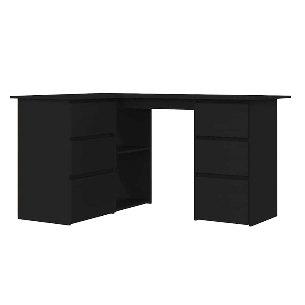 skrivebord til hjørne 145x100x76 cm konstrueret træ sort