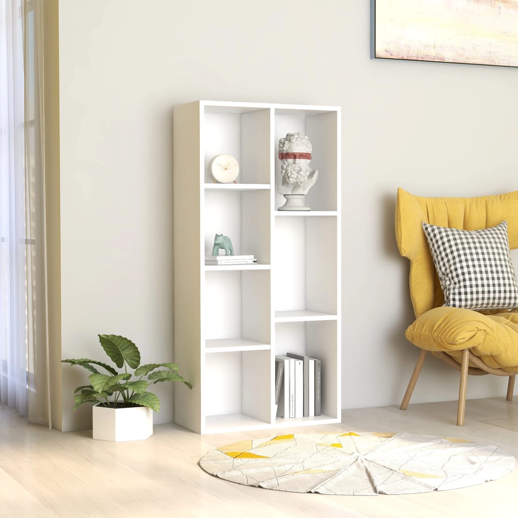 bogreol 50x25x106 cm konstrueret træ hvid