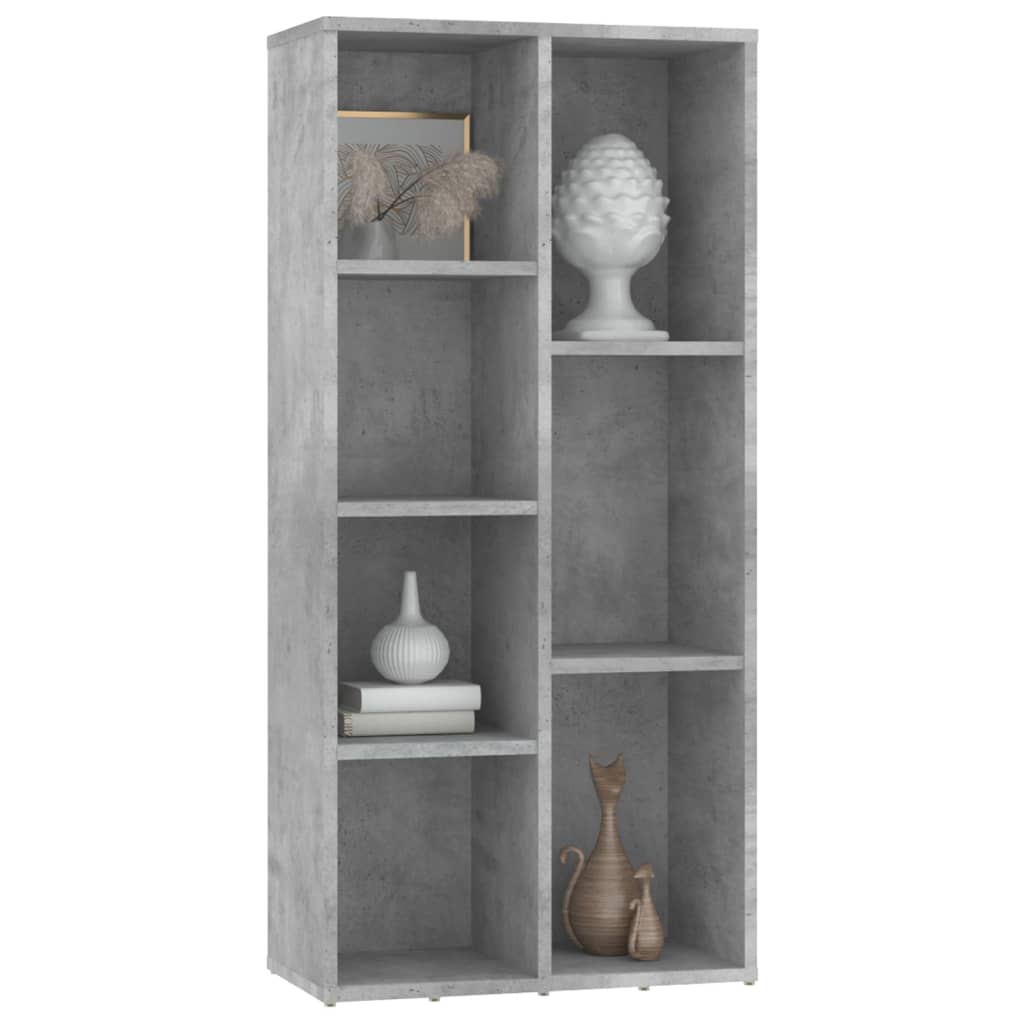 bogreol 50x25x106 cm konstrueret træ betongrå